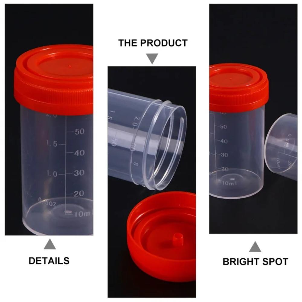 Leakproof Lids Urine Sample Cups Sterile Cups With Scale Disposable Specimen Containers 10 Pcs Pack Transparent Sampling Cups for Medical Testing Laboratory Use Patient Care Urinalysis Health Screenings. 