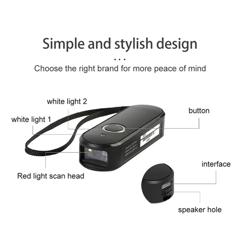 1Set Mini Barcode Scanner USB Bluetooth 2.4G Wireless 1D 2D QR PDF417 For IPad IPhone Android Tablets PC (K60 QR 2D). 