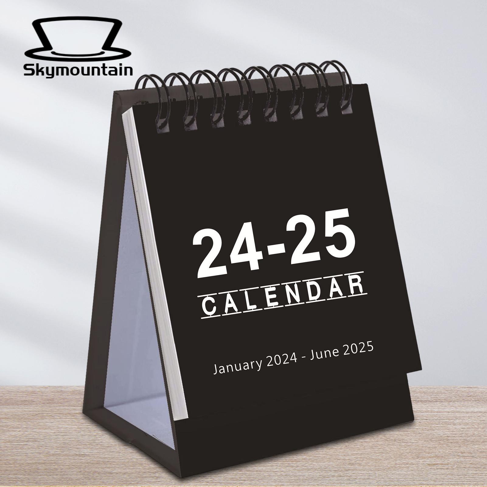 Smooth Page Turn Desk Calendar Small Desk Calendar 18 Month Jan 2024 to June 2025 Twin-wire Binding Home Office School Portable Desktop Calendar Mini Desk Calendar. 