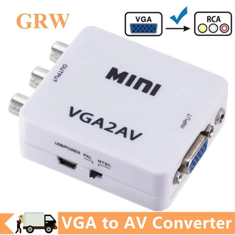 VGA to RCA AV Converter with 3.5mm Audio VGA 2 AV. 