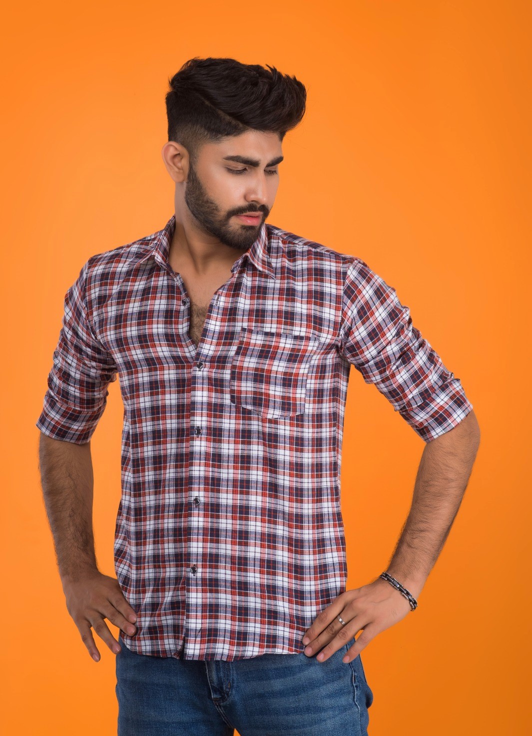 Stylish Cotton Full Sleeve Cheek Shirt For Men. 