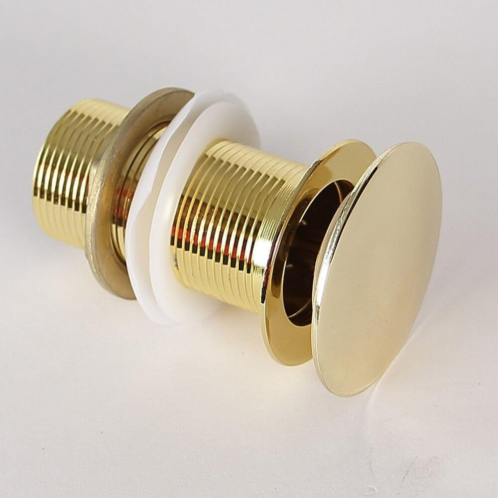 Golden Basin waste push system/ Brass Material Pop up Basin Waste/ Brass Full Thread Gold Pop Up Waste Coupling 32 MM (4", Brass Top)