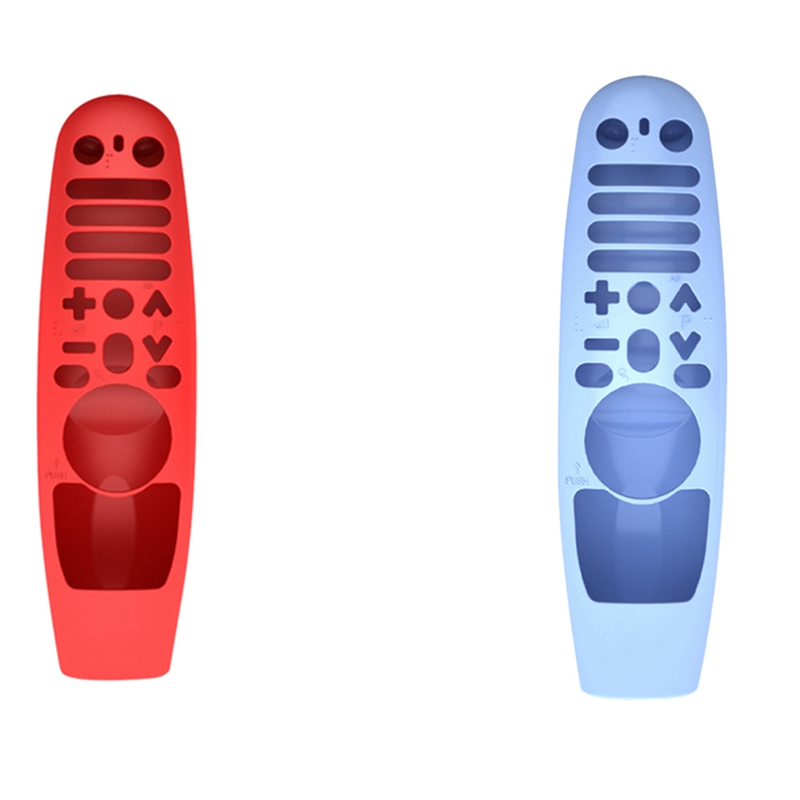 2x Silicone Case Washable for Amazon LG AN-MR600 AN-MR650 AN-MR18BA AN-MR19BA Remote Control Red & Luminous Blue