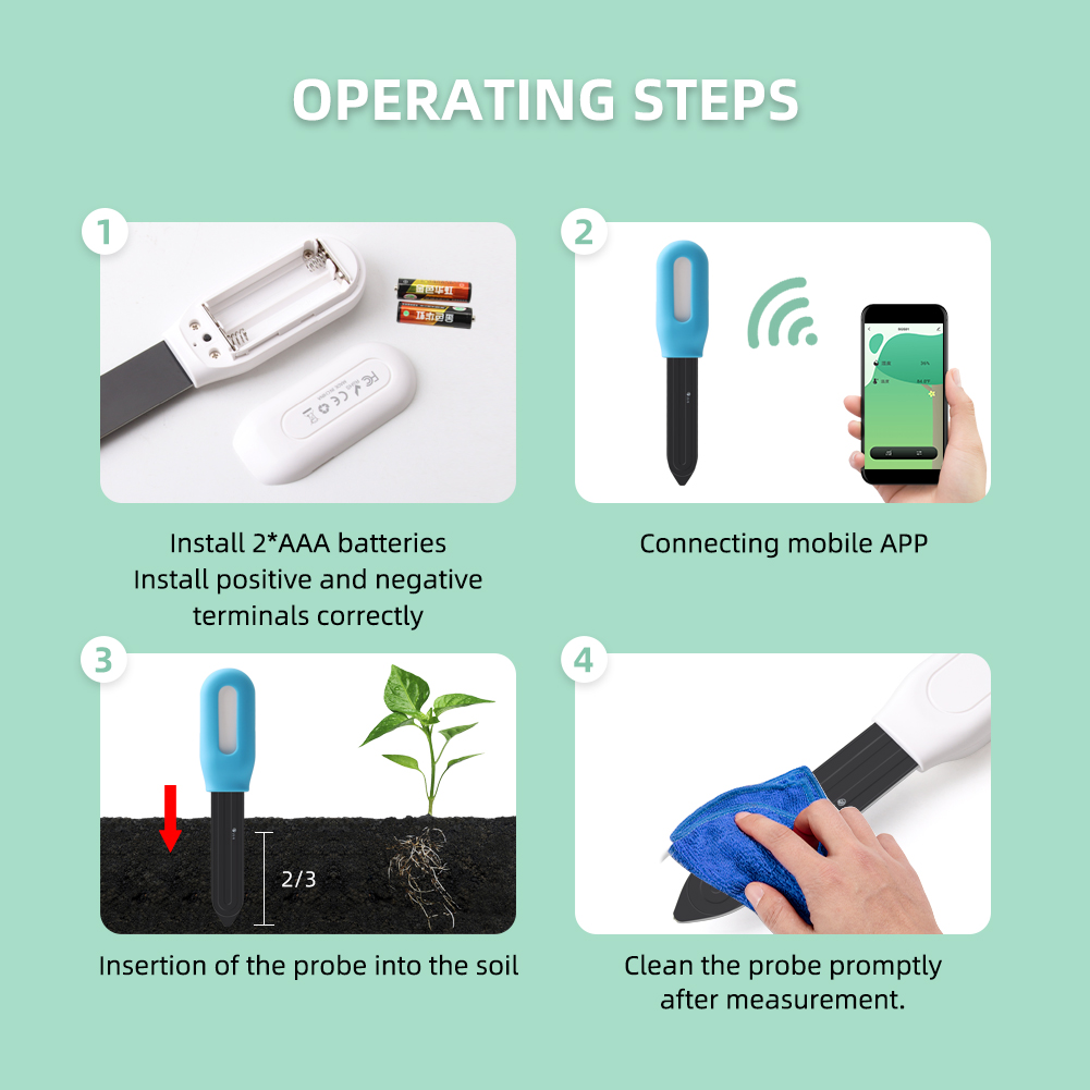 YIERYI Bluetooth Soil Moisture &Temp Tester, Flower Plant Vegetable Seed Germination Moisture Monitor. 