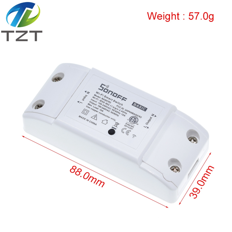 【The road to happiness Store】Itead Sonoff Basic R2 Wifi DIY Smart Wireless Remote Switch Domotica Light Controller Module Work with Alexa Google Home eWeLink. 