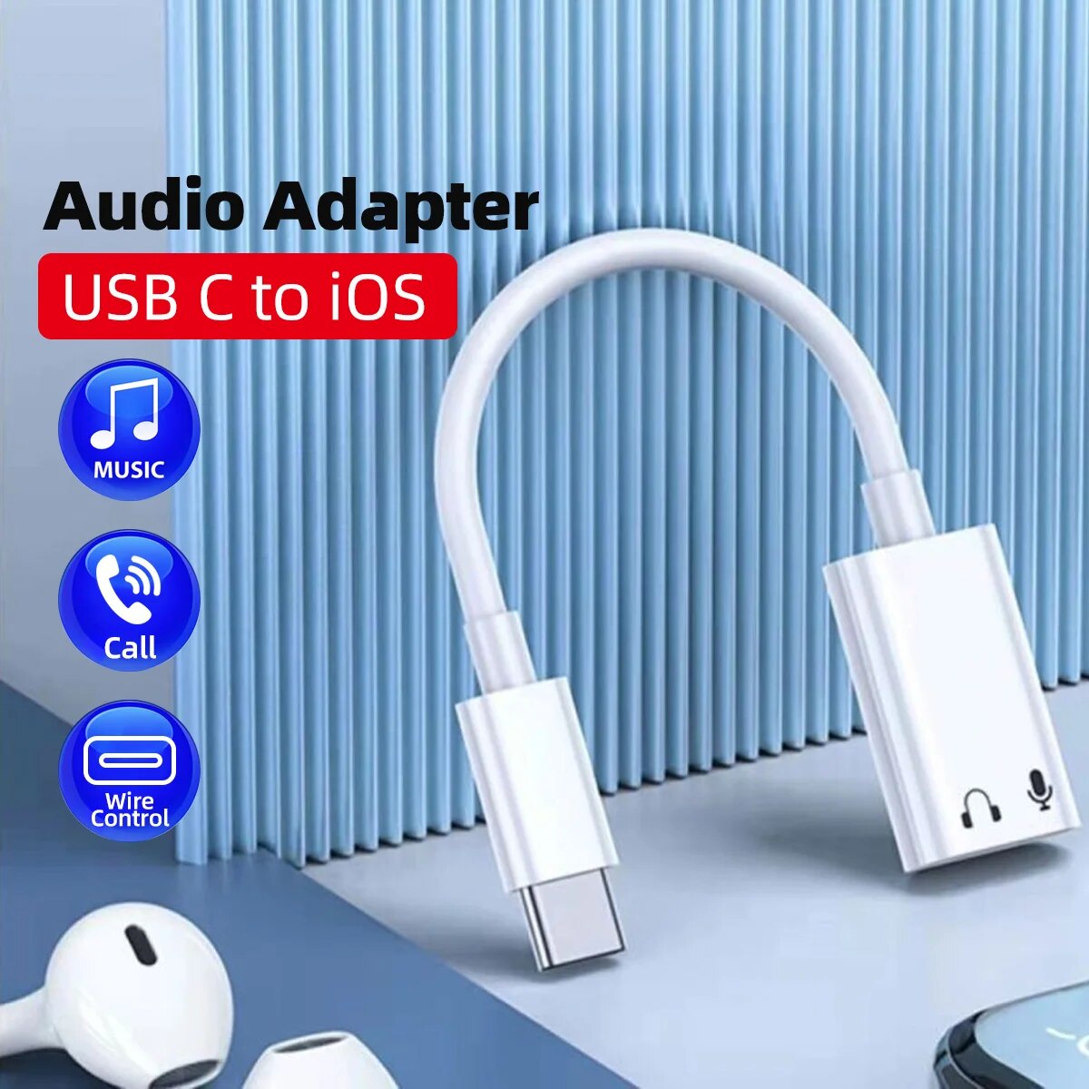 USB C to iOS Earphone Audio Adapter Cable for iPhone 15 promax Headphone Adapter Type C to Lightning Audio Converter for iPadPro