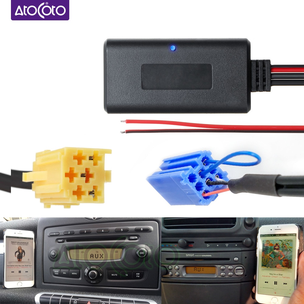 Car Bluetooth 5.0 Module Cable AUX Adapter for Smart Fortwo 450 451 Roadster Grundig Radio CD 6 8 Pins MINI ISO Connector Plug. 