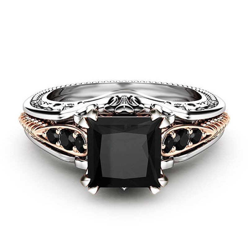 Jianjie Wish New Style Inlaid Natural Gradient Square Zircon Ring European and American full diamond micro-set women's fingers