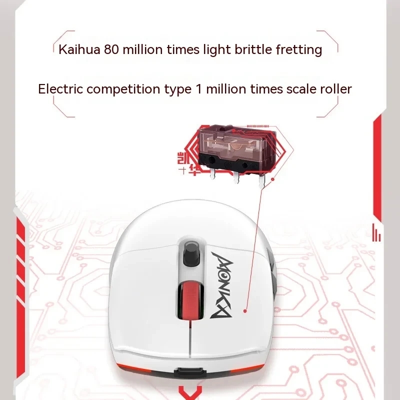 MONKA G995W Gaming Mouse 3-mode 2.4g Wireless Bluetooth Type-C Paw3395 Lightweight 26000 DPI 650 IPS Office E-sports Game Mice. 