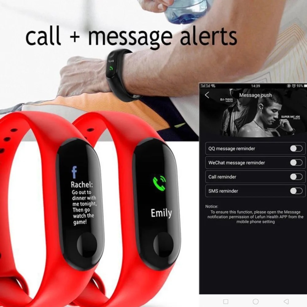 【3C VictoryEagle】Bracelet Watch Vibration Message Push Blood Pressure Monitor Tracker Wearable Digital. 