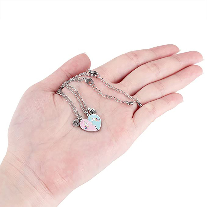 Valentine's Day Jewelry Gift Best Friend Friendship Sister Bestie Bff Broken Heart Bracelet Necklace Jewelry for Women Men. 