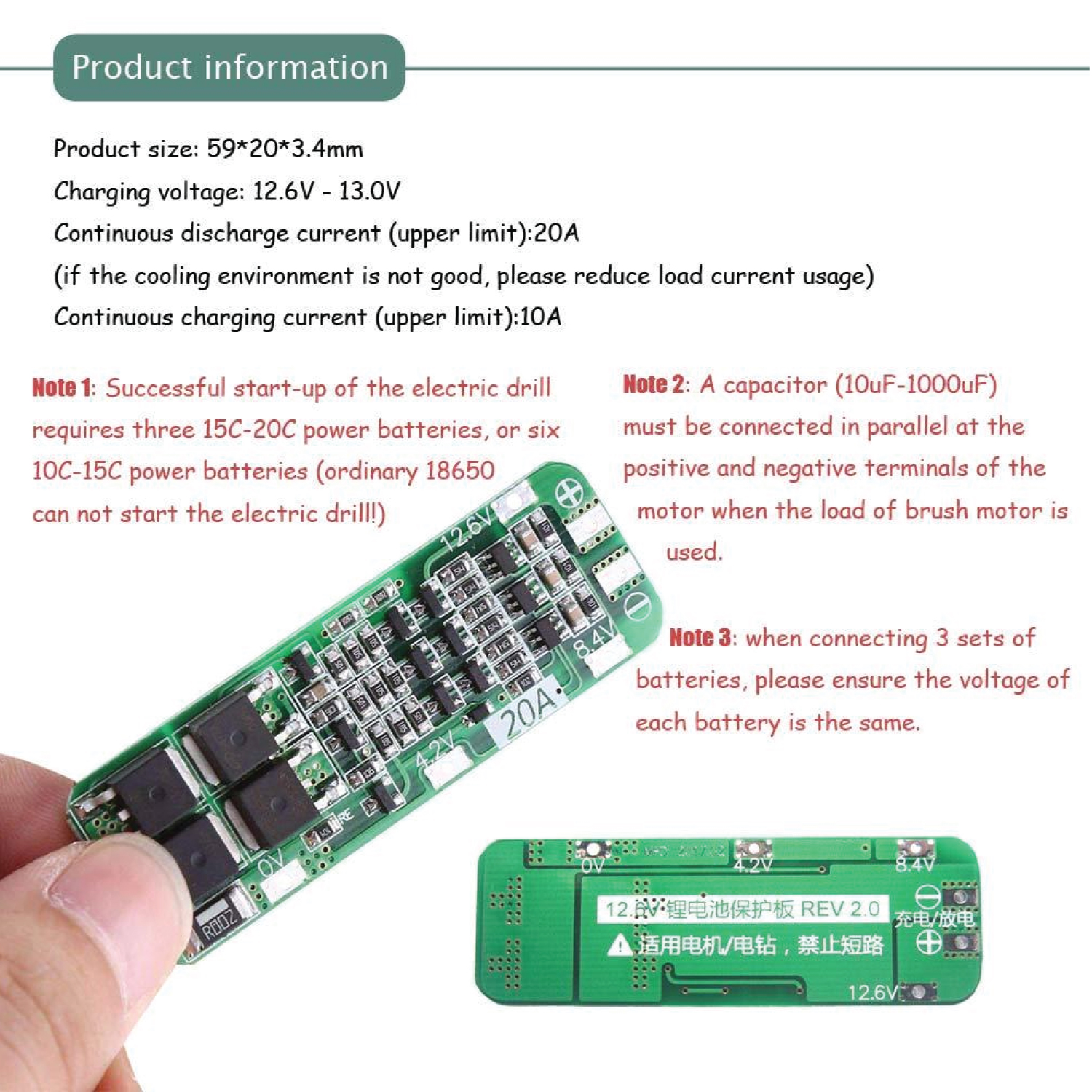 3S BMS 12V 20A 11.1V - 12.6V 6 Cell 18650 Lithium Battery Charging Protection Board Battery Management System Module. 