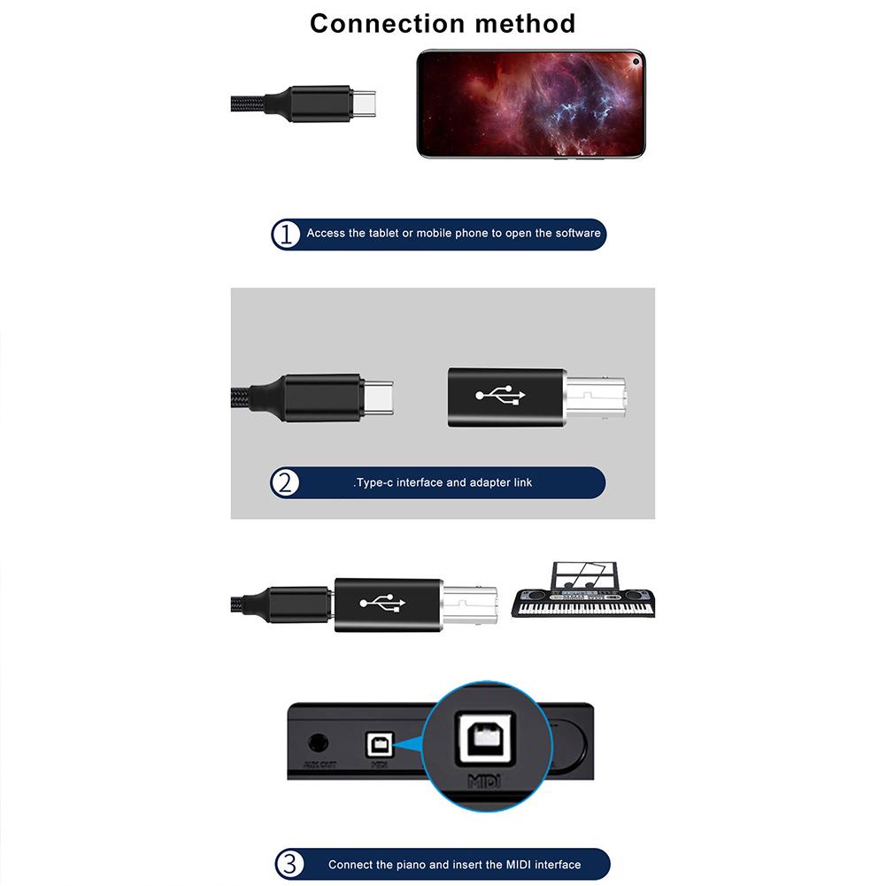 USB Type-c To Printer Cable Adapter Square Port Converter For Electronic Piano Printer USB C Female To USB B Male Adapter. 