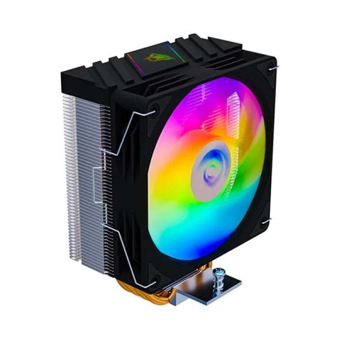 JUNGLE LEOPARD K400 CPU Cooler 4 Heat Pipes 120mm CPU Fan 4PIN PWM Color LED Top Cover Infinity Mirror Design Black And White. 