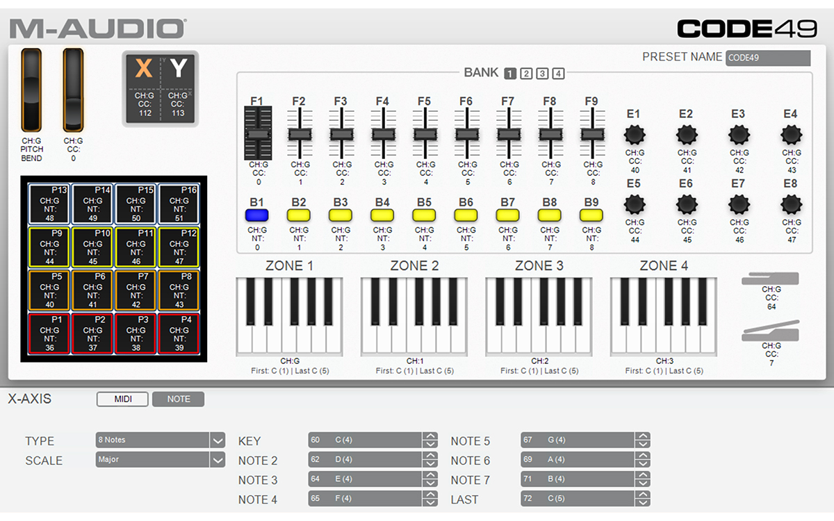 M-Audio Code 49 Black USB MIDI Controller With X/Y Pad. 