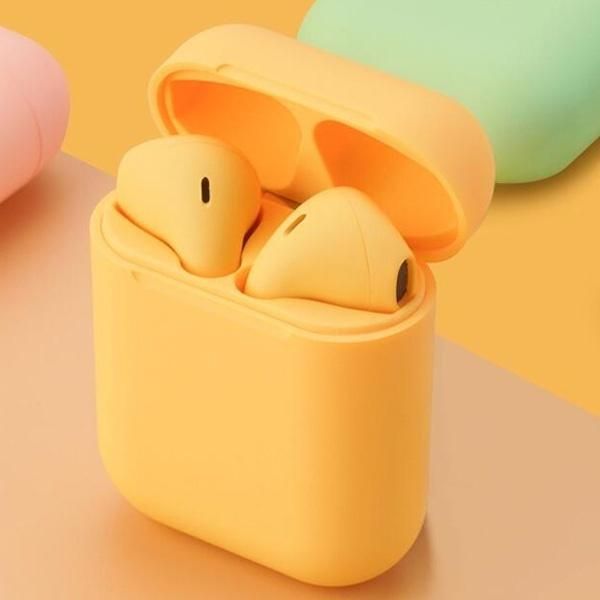 Buds Air I12 TWS True Wireless Bluetooth Earphone Headset, Black, High-Quality Sound, Touch Control, Noise Cancellation, Long Battery Life. 