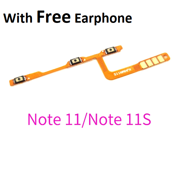 For Xiaomi Redmi note 11 / Redmi note 11s Replacement Power Volume Side Key Button Flex Cable On Off Switch Flex Cable Replacement Repair Parts - Mobile Phone Flex Cables(with free earphone). 