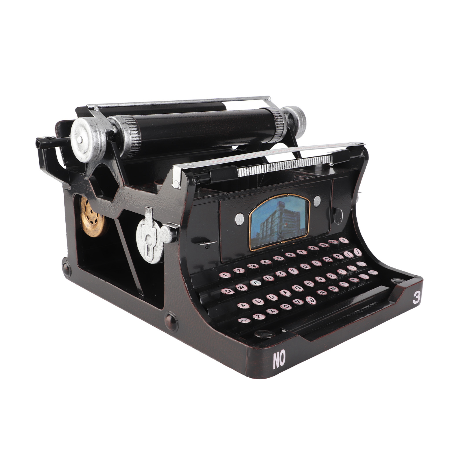 Black Portable Typewriter Rust Resistant Antique Typewriter Model Exquisite Show Taste Widely Applicable Perfect Gift for Home. 
