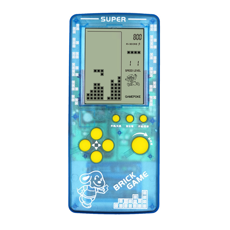 Tetris console with large screen, old-fashioned rechargeable game console, handheld children's puzzle and nostalgic toys. 