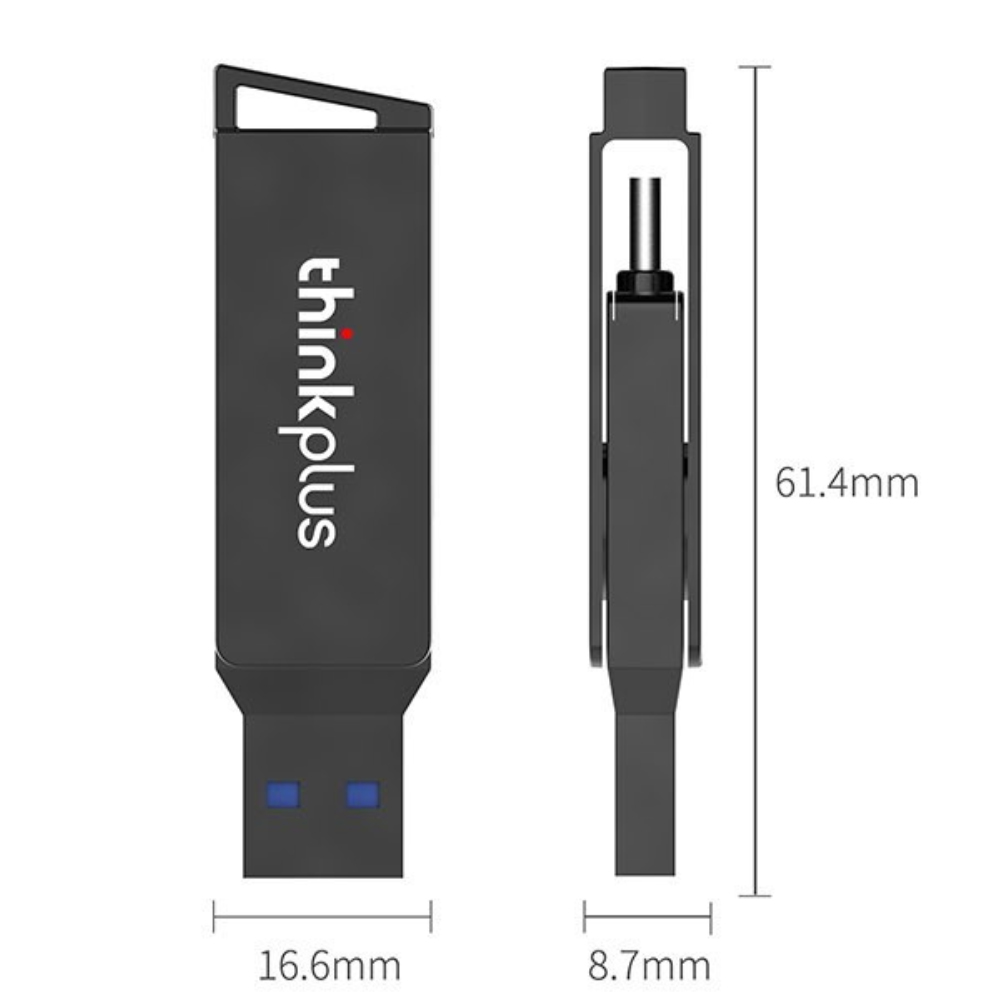 Lenovo thinkplus MU251 256GB 128GB 64GB 32GB USB3.0+Type-C Dual-port U Disk Rotatable Metal USB Flash Drive High-speed Transmission U disk. 