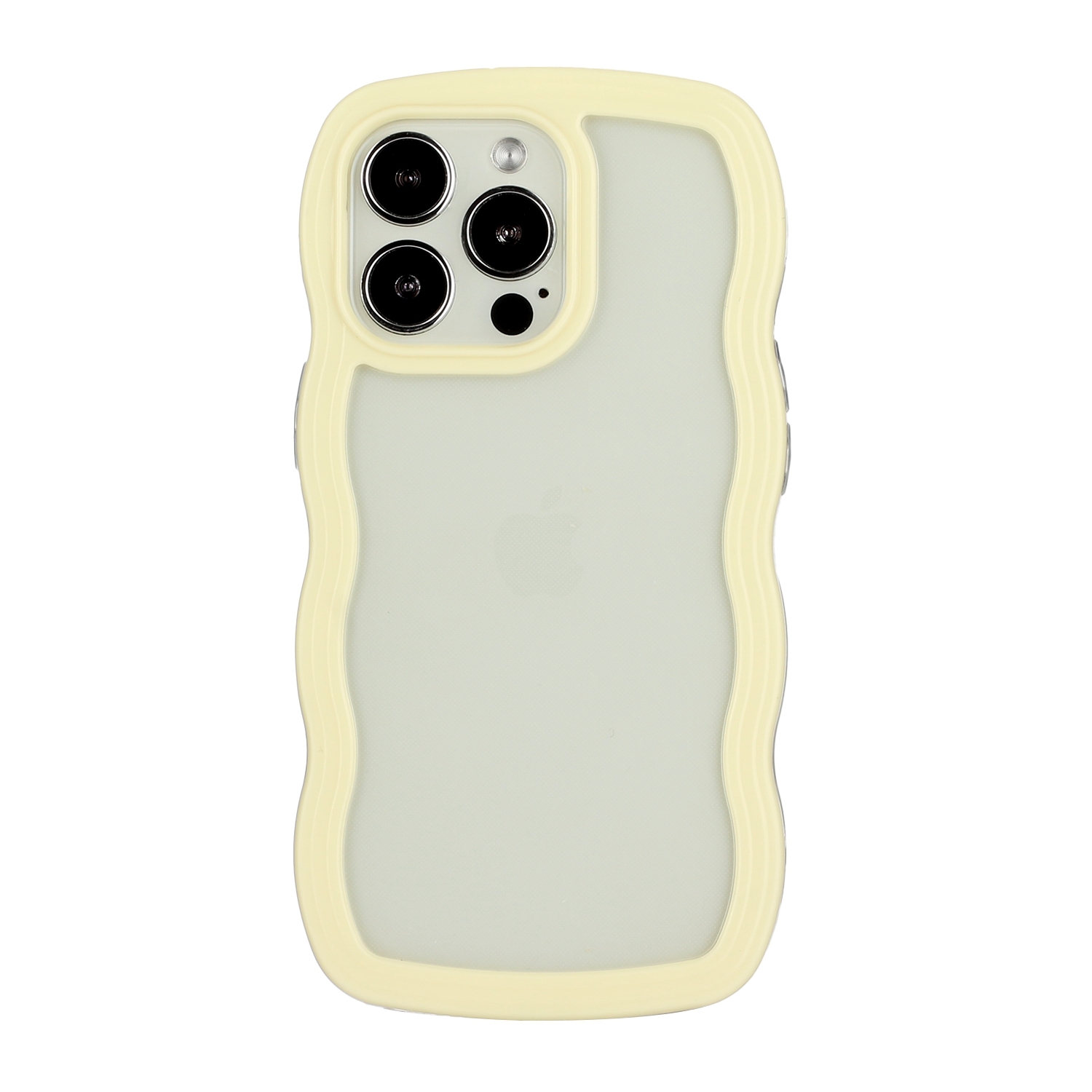 (New)For iPhone 15 Pro Max Candy Color Wave TPU Clear PC Phone Case
