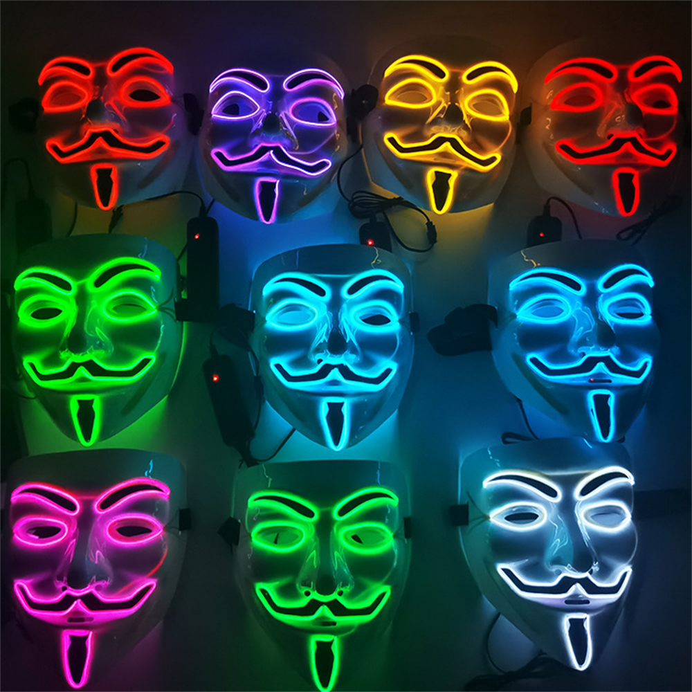 Good day Halloween Mask Weird Guy Fawkes Mask V For Vendetta Mask Anonymous Guy LED Light Up Hacker Mask Movie Cosplay Party Costume Prop