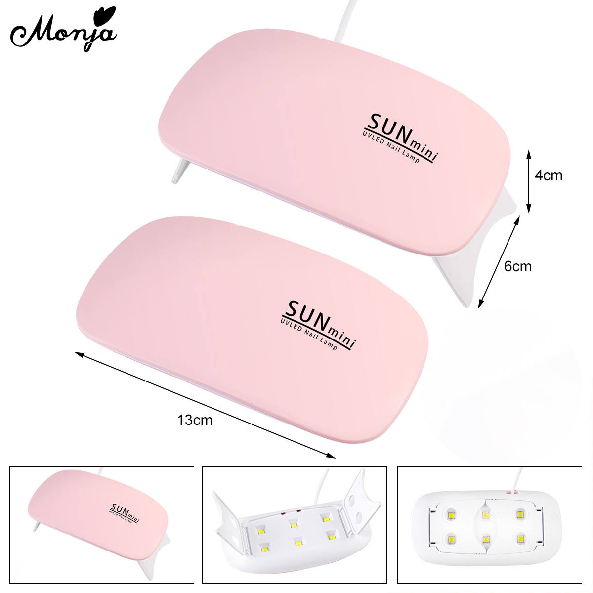 Monja 6W Nail Art Dryer LED UV Lamp Portable Micro Nail Art UV Varnish Curing Machine For Home Use USB Charging Manicure Tool. 