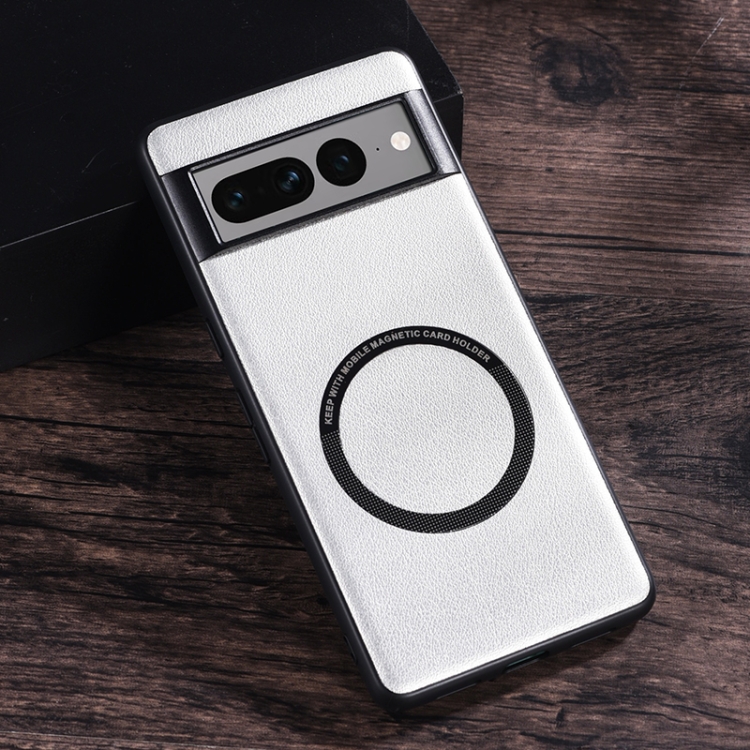 For Google Pixel 7 Magsafe Magnetic Ring Leather Texture Phone Case