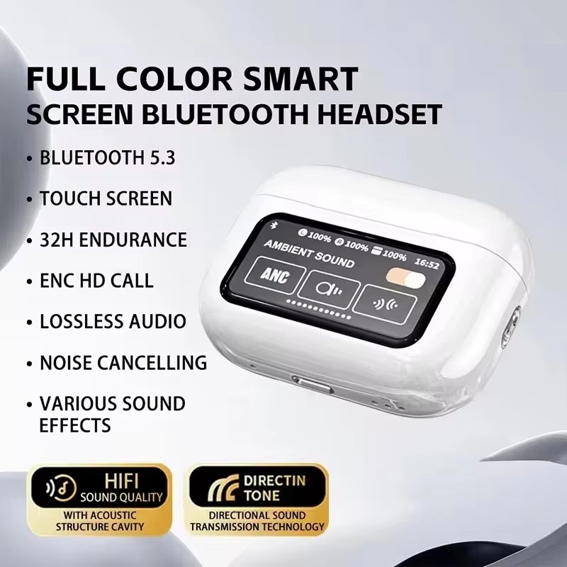Timack® A9 Pro Airpods ANC Wireless Earbuds Bluetooth 5.3 Earphones App Noise-canceling Call Headphones Waterproof Sports Gaming Touch Screen Headset. 
