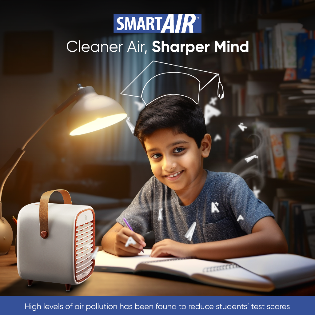 Smart Air QT3 Portable Air Purifier with Cooling Fan with HEPA H11 Filter for Home (no battery) | Air Purifier for Car | Mini Air Purifier for Room and  Office Desk. 