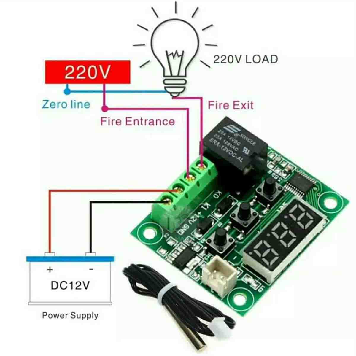 W1209 Digital Temperature Control Circuit with Casing Clear Acrylic Case Shell Housing. 