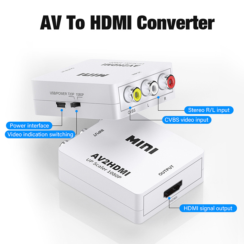 AV to HDMI Composite Converter 1080P RCA CVSB L/R Multi out Cable Scaler Adapter For PS 2 3 4 Xbox Switch TV Box HD Video Audio. 