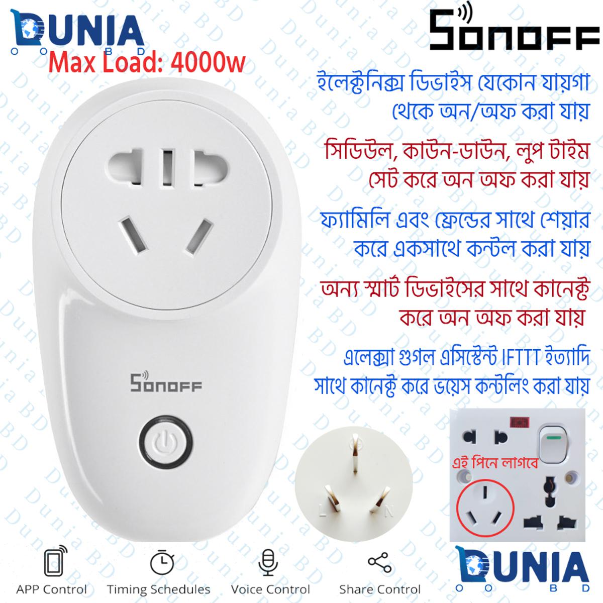 SONOFF S26 R2 WiFi Smart Plug Wireless Wifi Outlet Socket Remote Control Wall Plug Alexa Google