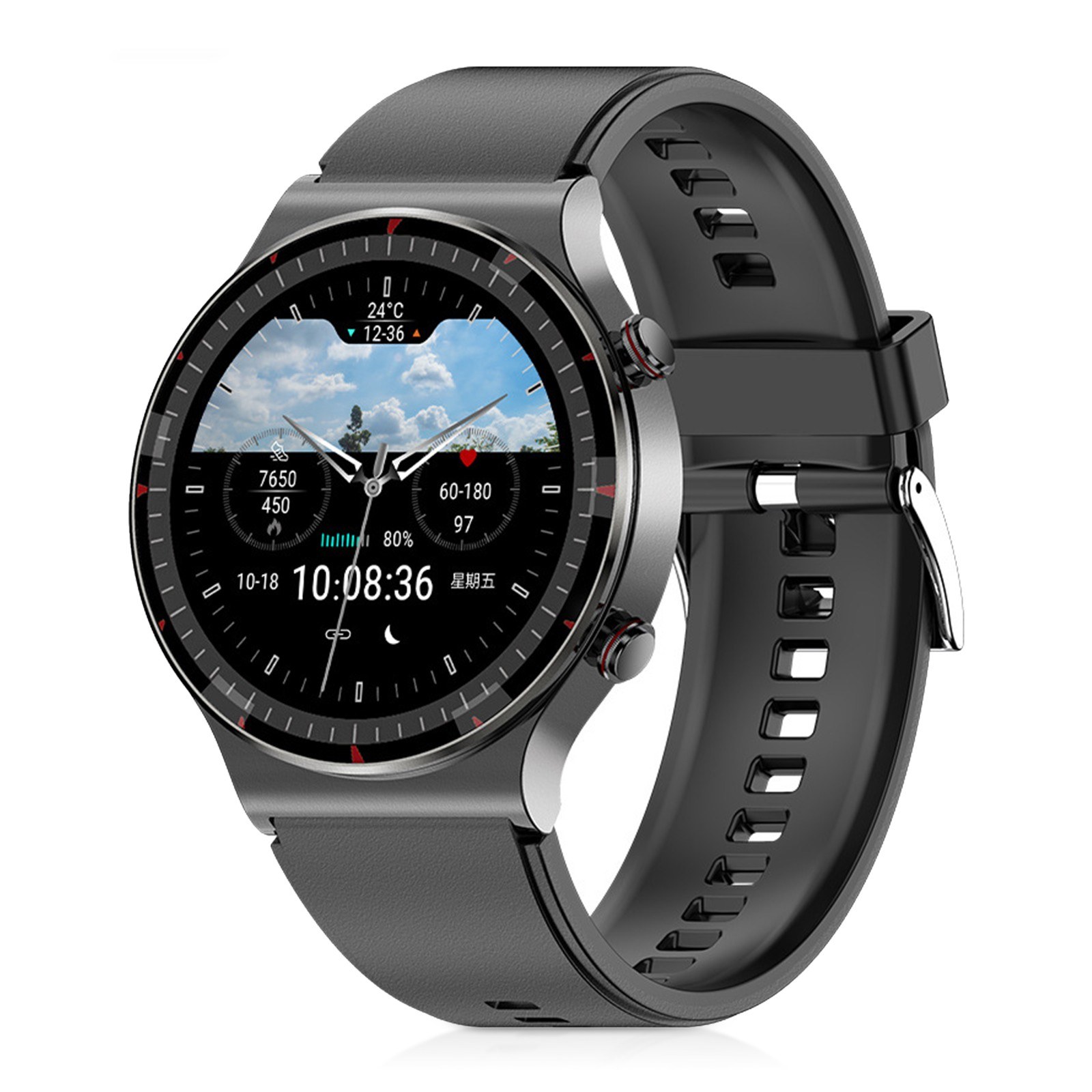 G08 1.28-inch Screen Smartwatch ECG/HRV/Blood Pressure/Oxygen/Temperature Monitoring Smart Watch - TPU Strap-#1