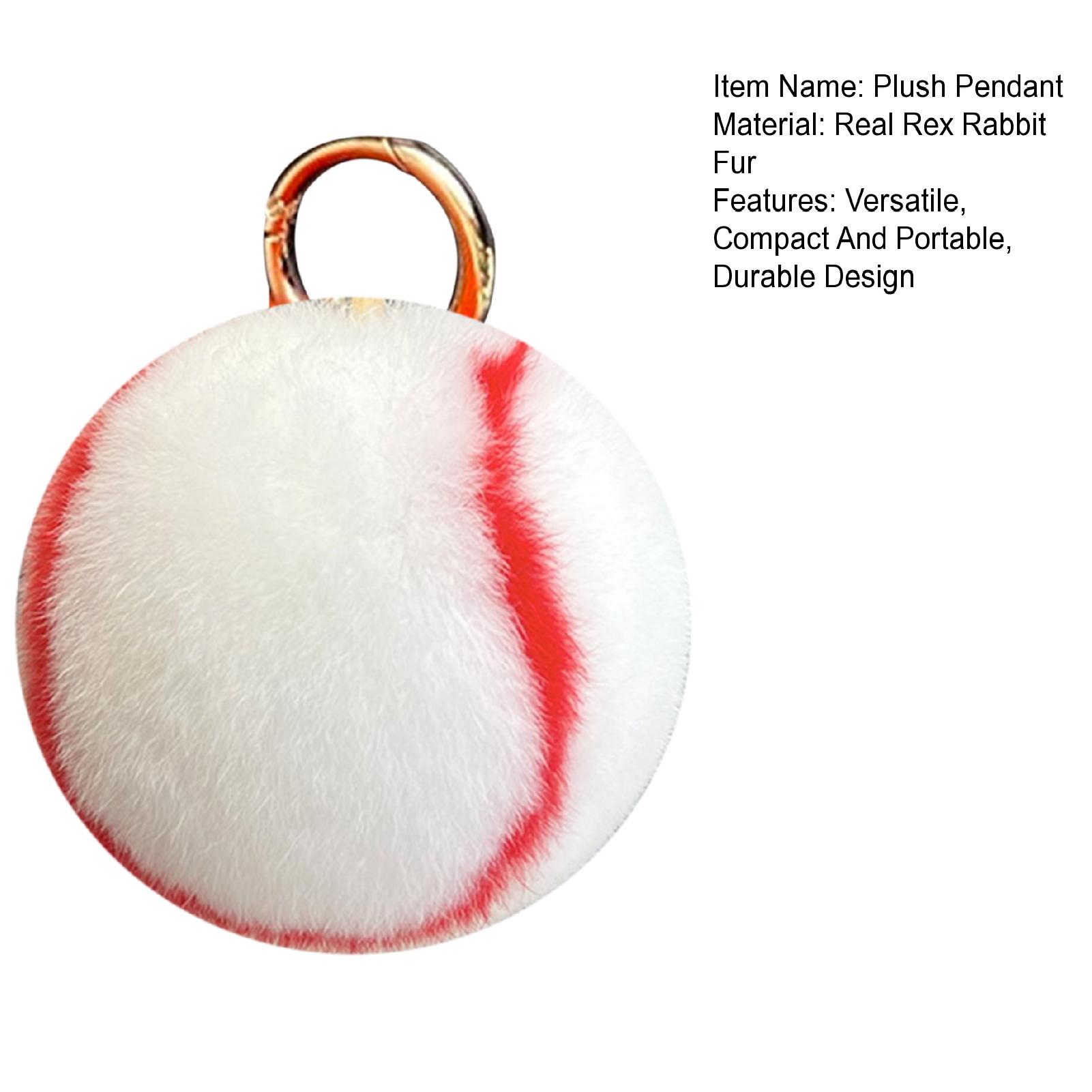 Real Rex Rabbit Fur Keychain Adorable Tennis Ball Plush Keychain Real Rabbit Fur Pendant for Backpack Keys Wallet Perfect Gift for Sports Fans Soft Durable Decoration Multi-functional Accessory Long. 