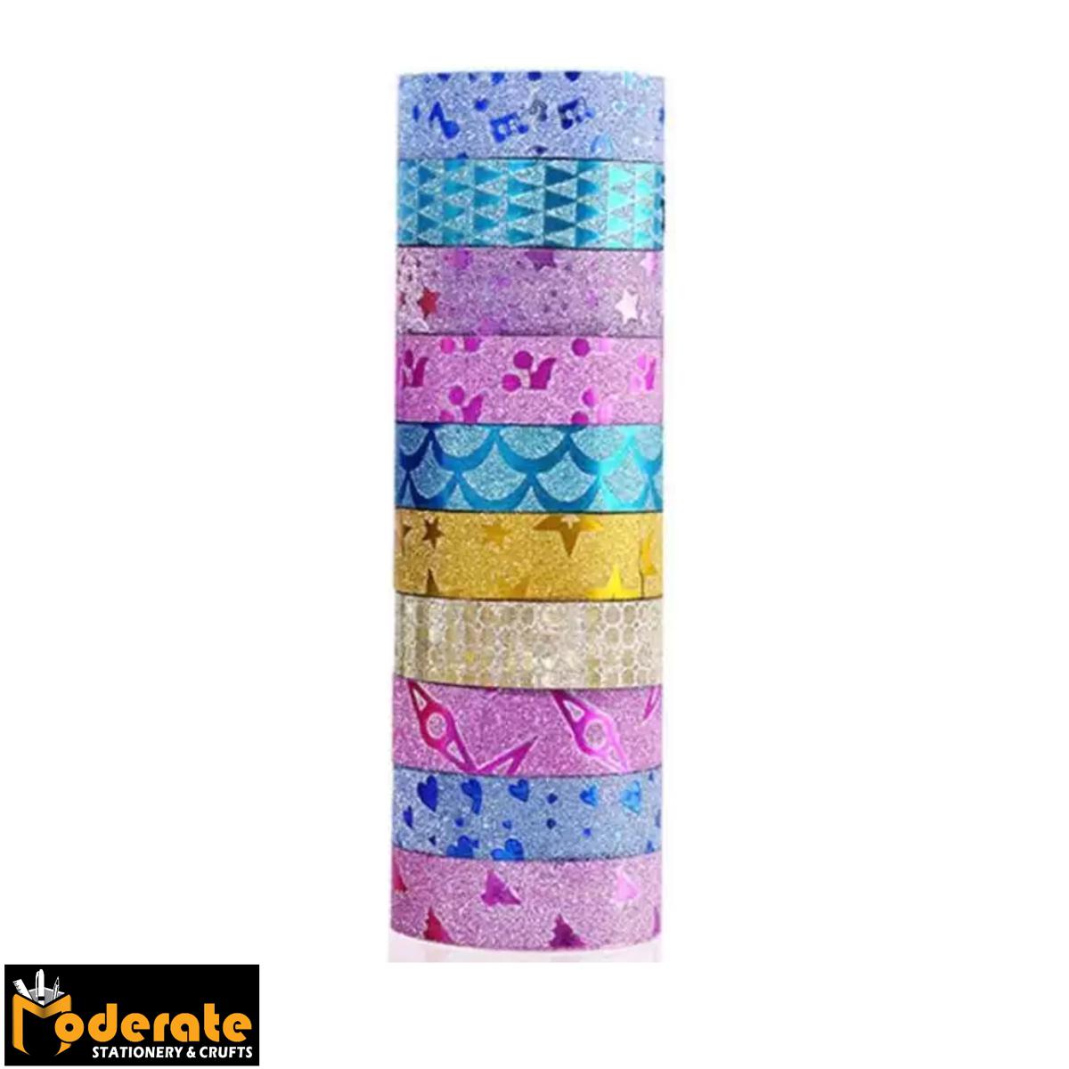 Washi tape, Glitter tape 10 pcs multi color tape