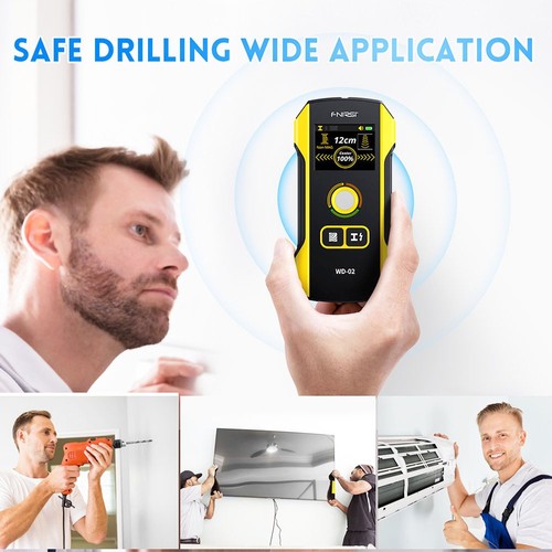 FNIRSI WD-02 Wall Detector, Metal / Wooden / AC Wire Detection Mode, 3-Level Sensitivity Adjustment, Positioning Hole, TFT Display, 300mAh Rechargeable Battery. 