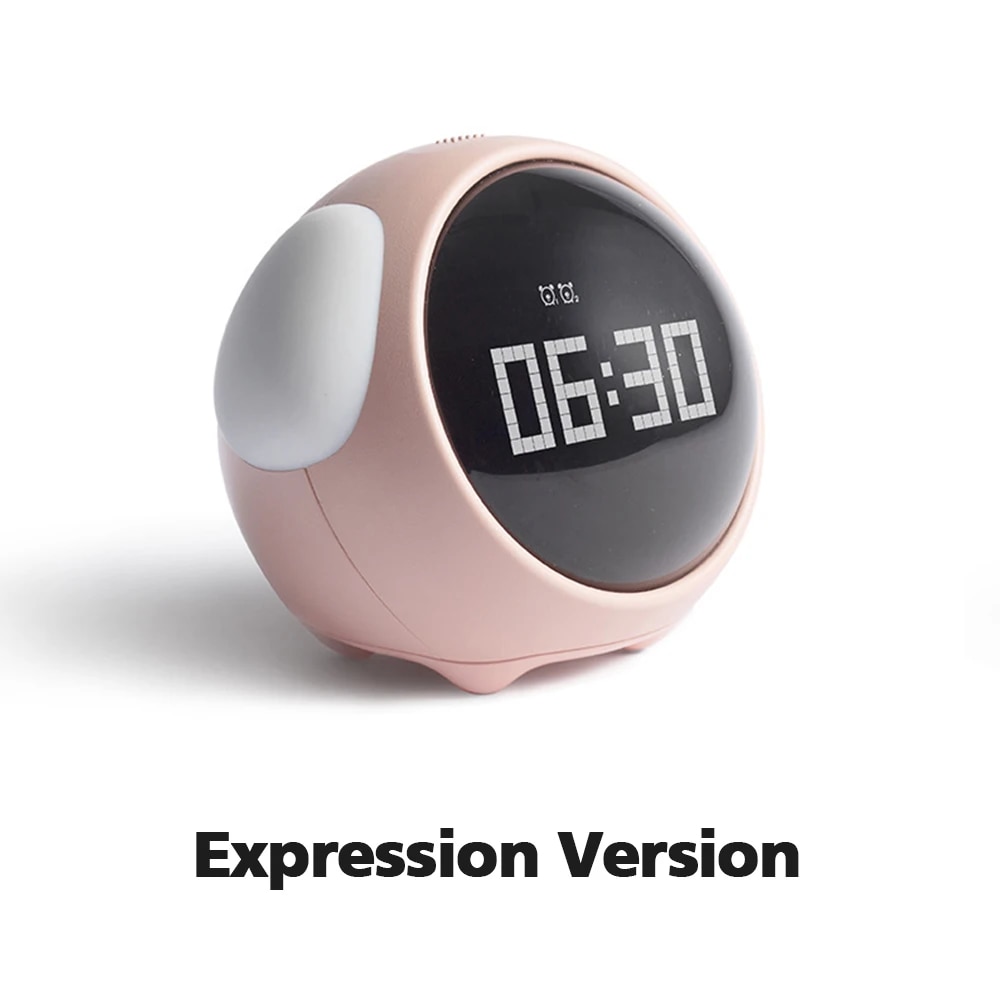Cute Expression Pixel Alarm Clock Multi Function Digital Led Voice Controlled Light Bedside Thermometer Clock Home. 