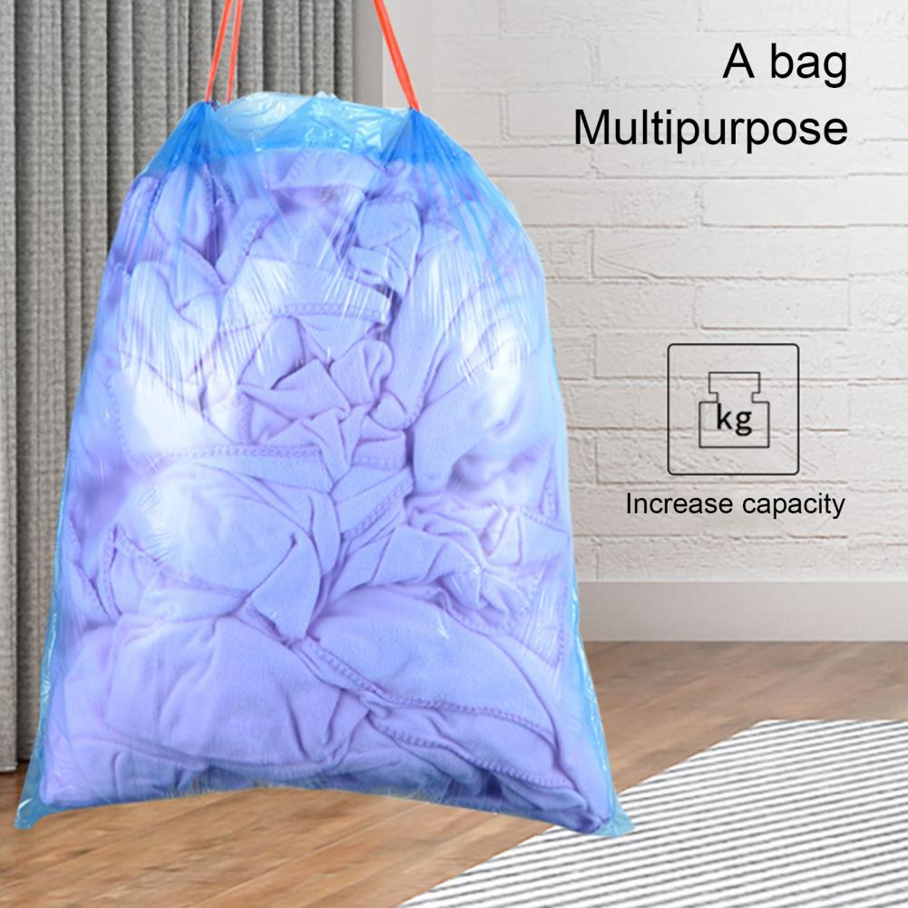 5 Rolls Garbage Bag Eco-friendly Good Load Capacity Trash Bag Disposable Drawstring Style Thickened Garbage Bags For Home. 