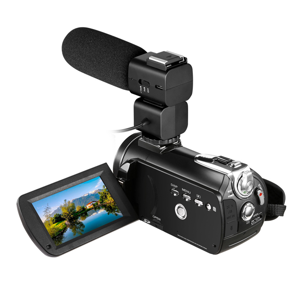 ORDRO AC5 4K WI-FI Digital Video Camera Camcorder Recorder DV 24MP 3.1 Inch IPS Touchscreen 12X Optical Zoom Time-Lapse Face Detection Anti-shake with 2pcs Lithium Batteries + 0.39X Wide Angle Lens + Lens Hood + External Microphone + Camera Holder. 