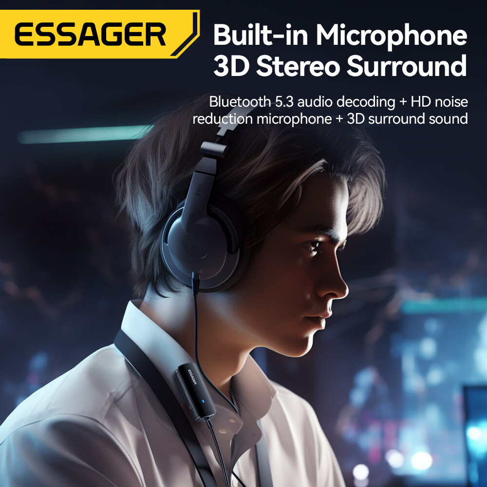 Essager Mini Multifunctional Bluetooth 5.3 Adapter Type-C 3.5mm Audio Cable TF Card Slot Support MP3/WAV Compatible With OMTP CTIA Multifunctional Bluetooth Adapter For MobiIe Phone Tablet Laptop Switch PS5. 