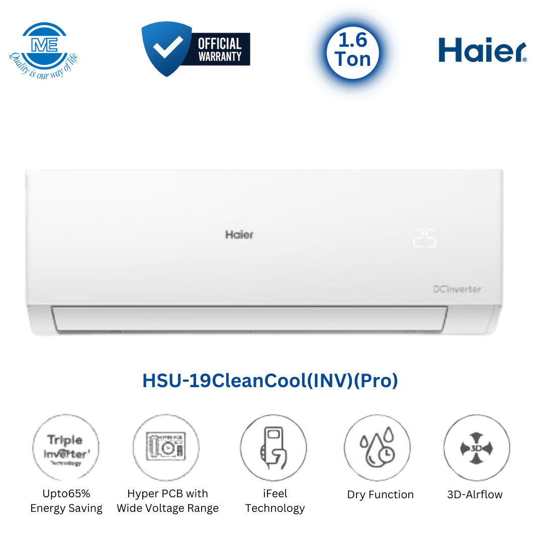 HAIER 1.6 Ton CleanCool Pro Inverter AC With Self Clean Technology | HSU-19CleanCool(INV)(Pro)