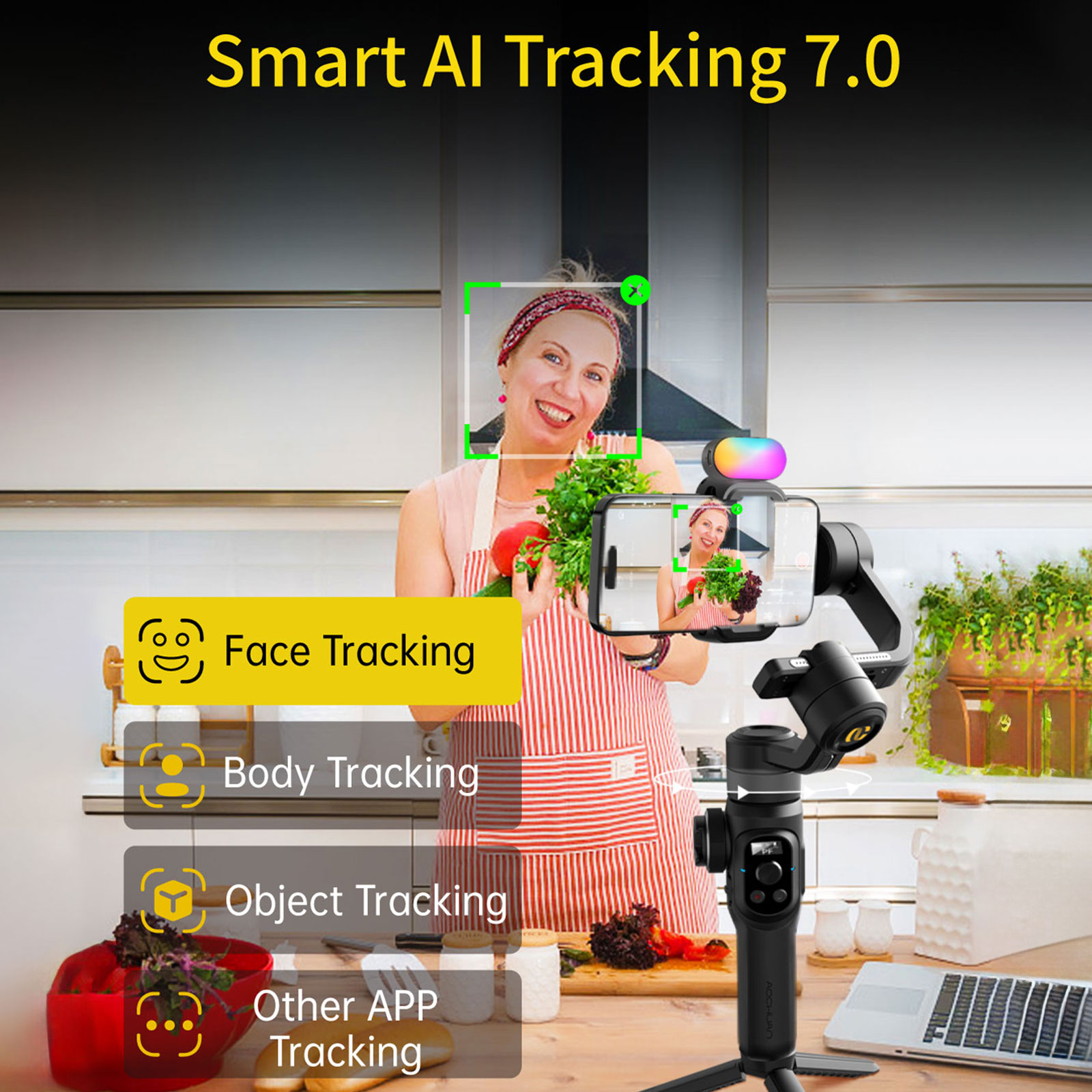 Aochuan Smart S2 Smart Gimbal Stabiliser for Smartphone Professional Industry-Standard 3-Axis Phone Gimbal with Extendable Rod. 