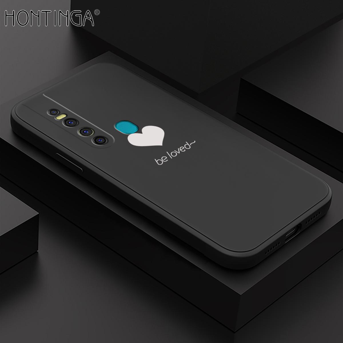 Hontinga for Tecno Camon 15 Premier / Camon 15 Pro Back Cover Simple Lover Heart Pattern Case Soft Square Edge Liquid Silicone Phone Cases