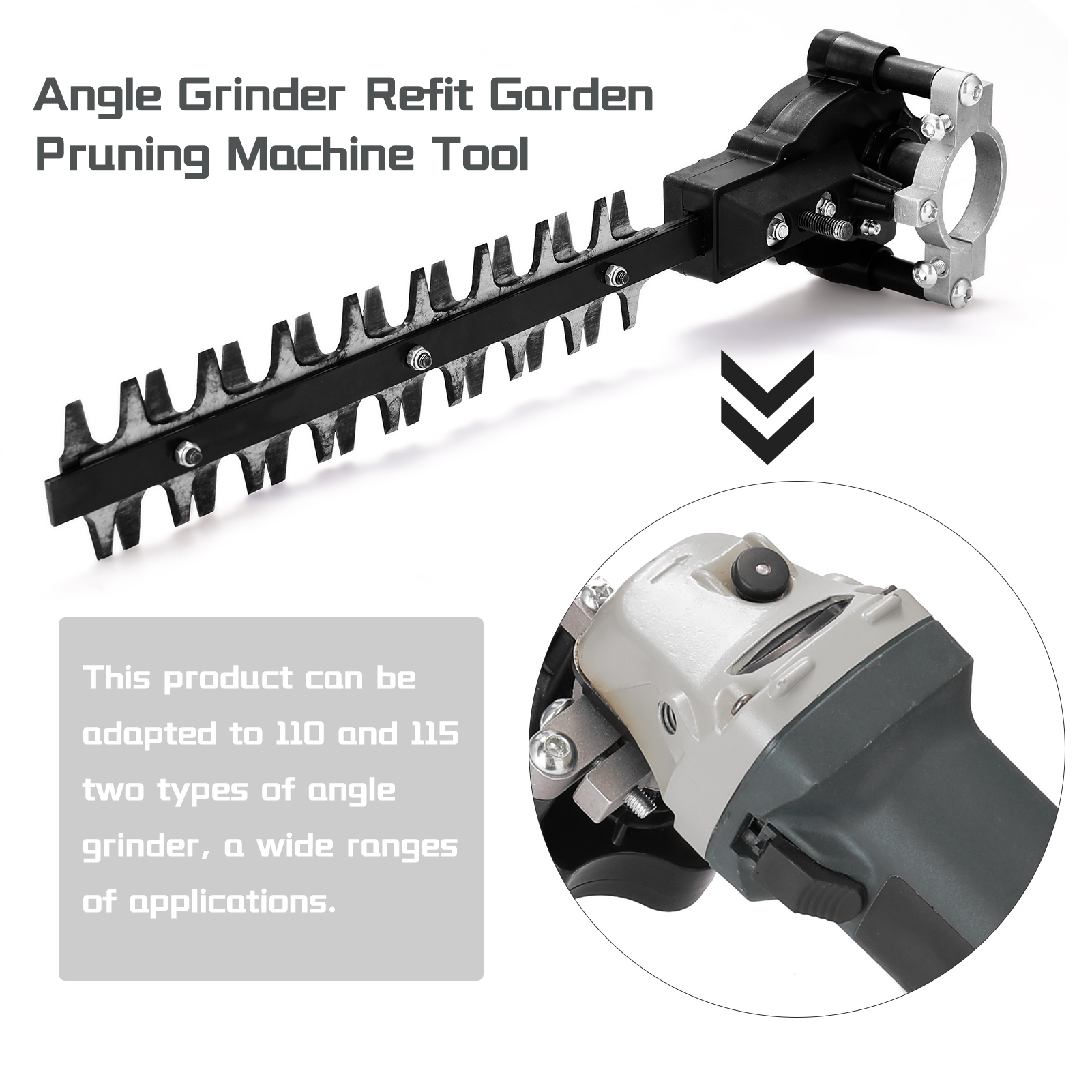 Angle Grinder Refit Garden Pruning Machine Tool Hedge Trimmer Pruning Tools Garden Household Outdoor Modified Tool Accessory Compatible with 110 115 Type Angle Grinder. 