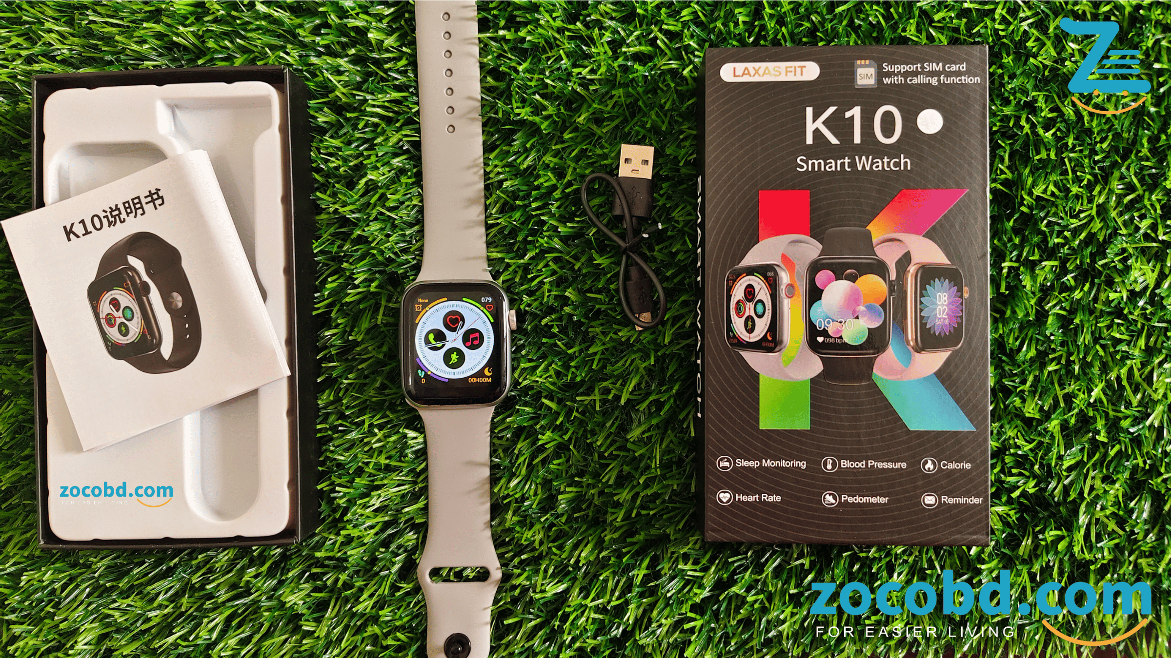 K10 Smart Watch with Sim and Memory Support, Calling Function , Mobile Connection,