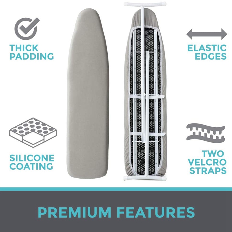 Reflective Silicone Ironing Board Cover with Two Nylon Sticker Straps Boards Scorching and Staining Elastic Edge Covers. 