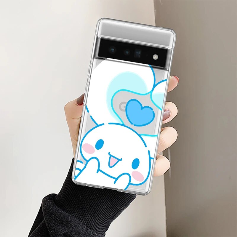 Girl Anime Cinnamoroll Transparent Phone Case For Google Pixel 8 7 6 Pro 6A 5A 5 4 4A XL 5G Soft Cover Coque Capa Phone Case. 