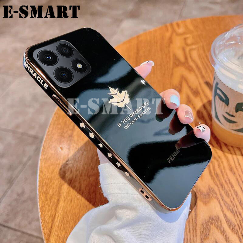 Phone Case For Honor X8A Back Cover Shining Maple Leaves Design Full Protection Soft Cases for HonorX8A Back Cover