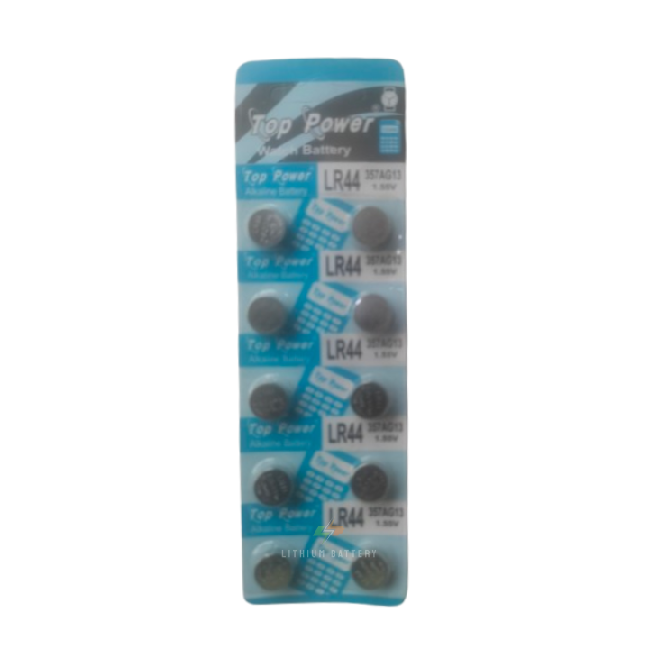 10PCS Top Power LR44 AG13 357 1.55V Button Cell Battery